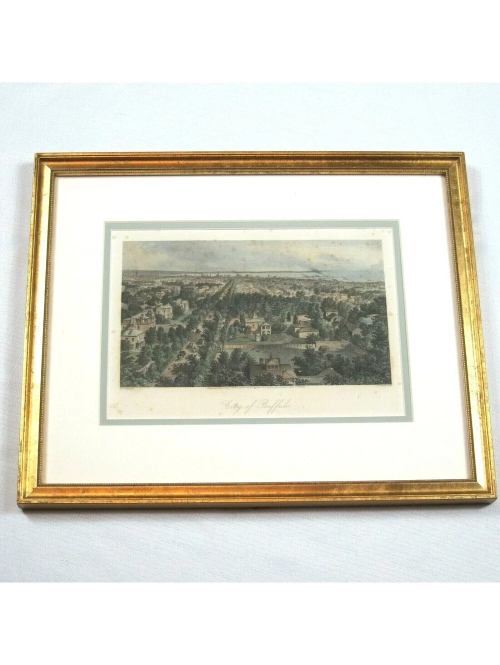 Antique 1872 Buffalo New York NY Steel Engraved Panoramic Print 15.5x13 Framed